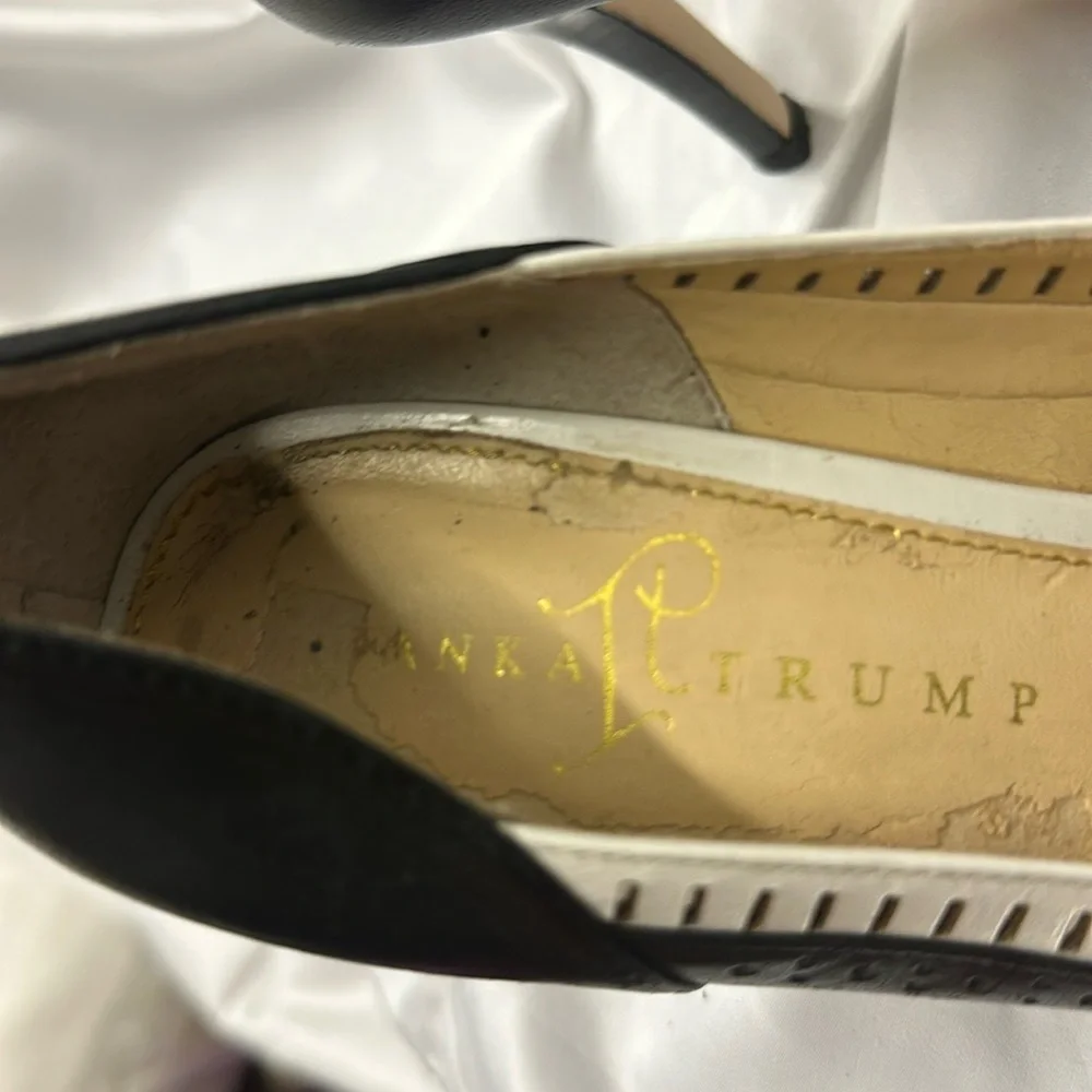Ivanka Trump Black and White Peep-Toe Heels